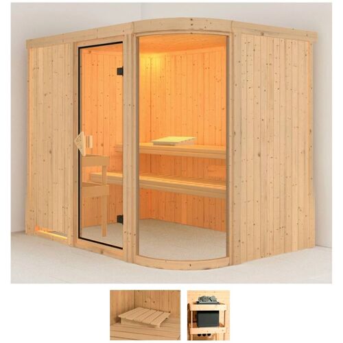 KARIBU Sauna „Pernilla 4“ Saunen ohne Ofen beige (naturbelassen) Saunen