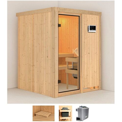 KARIBU Sauna „Norma“ Saunen 9 KW-Ofen mit externer Steuerung beige (naturbelassen) Saunen