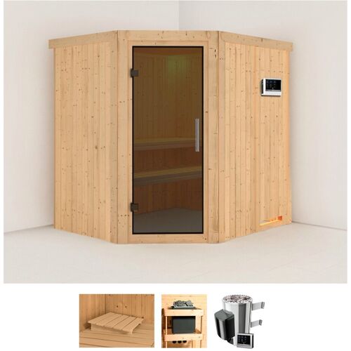 KARIBU Sauna „Laila“ Saunen 3,6-kW-Plug & Play Ofen mit externer Steuerung beige (naturbelassen) Saunen