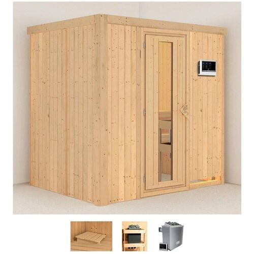 KARIBU Sauna „Bedine“ Saunen 9 KW-Ofen mit externer Steuerung beige (naturbelassen) Saunen