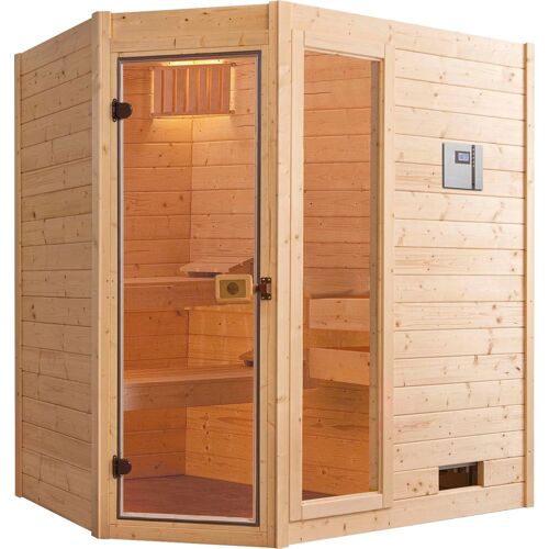 WEKA Sauna „VALIDA Eck“ Saunen inkl. Ofen und digitaler Steuerung, GTF, inkl. BioS 7,5, EO beige (naturbelassen) Saunen