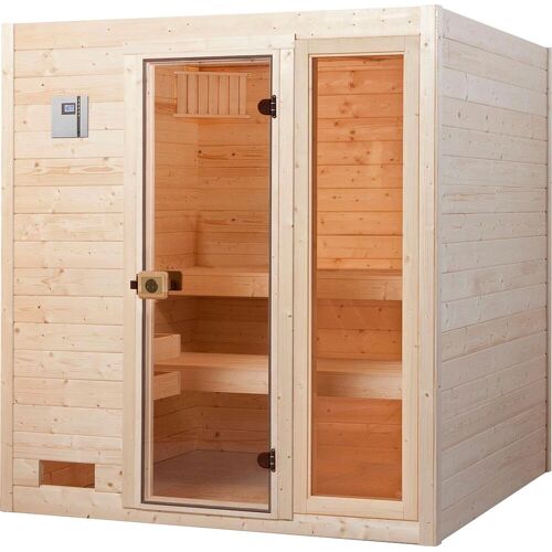 WEKA Sauna „Valida E 2“ Saunen inkl. Ofen und digitaler Steuerung, GTF, 7,5 KW, S beige (naturbelassen) Saunen