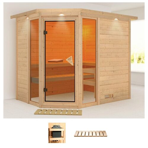 KARIBU Sauna „Sina 3“ Saunen ohne Ofen beige (naturbelassen) Saunen