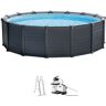 Framepool INTEX "Graphite Gray Panel" Schwimmbecken Gr. Ø/B/H/L: 478 cm x Breite Höhe 124 cm x Länge, 16805 l, blau (grau, blau, weiß) Frame-Pools