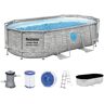 Framepool BESTWAY "PowerSteel oval" Schwimmbecken Gr. B/H/L: Breite 250 cm x Höhe 100 cm x Länge 427 cm, 7250 l, grau Frame-Pools