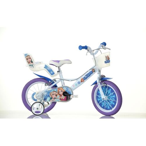 Dino Kinderfahrrad DINO „Snow Queen Eiskönigin“ Fahrräder Gr. 25 cm, 14 Zoll (35,56 cm), weiß Kinder Kinderfahrräder mit Stützrädern, Korb und Puppensitz