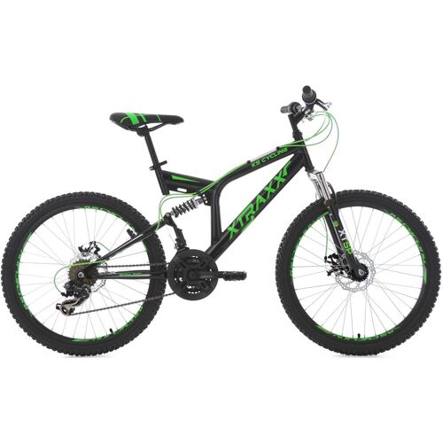 Ks Cycling Jugendfahrrad KS CYCLING „XTRAXX“ Fahrräder Gr. 43 cm, 24 Zoll (60,96 cm), schwarz (schwarz, grün) Kinder Alle Fahrräder