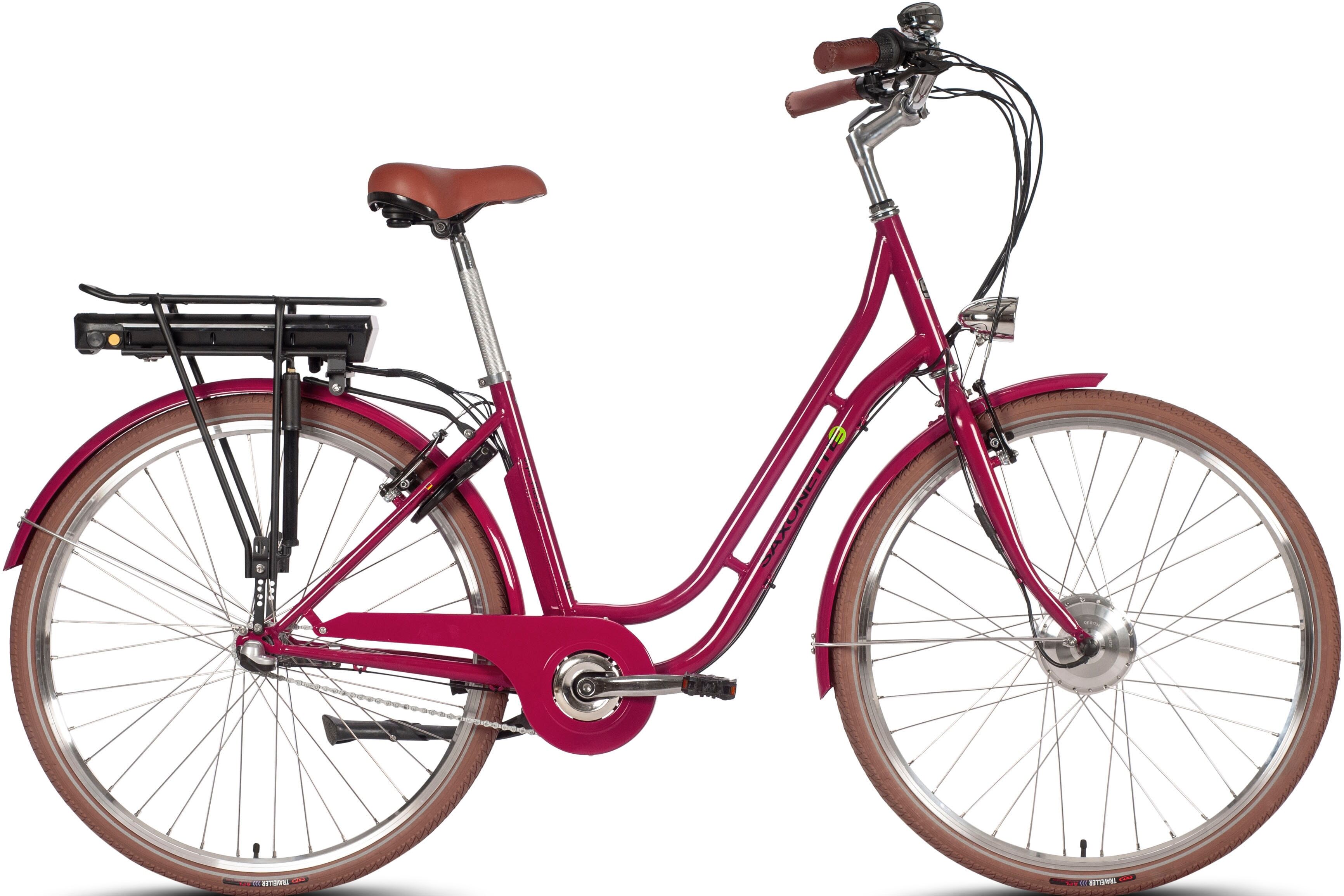 Saxonette E-Bike SAXONETTE "Saxonette Style Plus 2.0" E-Bikes Gr. 50 cm, 28 Zoll (71,12 cm), rot (ruby red glänzend) E-Bikes