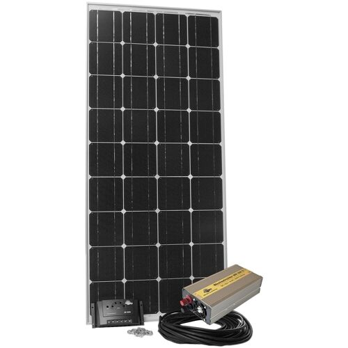SUNSET Solarmodul „Stromset AS 140, 140 Watt, 230 V“ Solarmodule für Gartenhaus oder Reisemobil, auch zum Laden von E-Bikes geeignet silberfarben Solartechnik