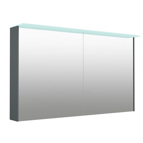 Welltime Spiegelschrank WELLTIME „D-Line“ Schränke Gr. B/H/T: 121,5 cm x 70,2 cm x 20 cm, 2 St., grau Bad-Spiegelschränke Badmöbel, doppelseitig verspiegelt, mit LED-Beleuchtung