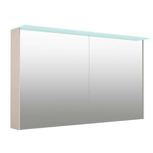 Welltime Spiegelschrank WELLTIME „D-Line“ Schränke Gr. B/H/T: 121,5 cm x 70,2 cm x 20 cm, 2 St., grau (kaschmir grau) Bad-Spiegelschränke Badmöbel, doppelseitig verspiegelt, mit LED-Beleuchtung