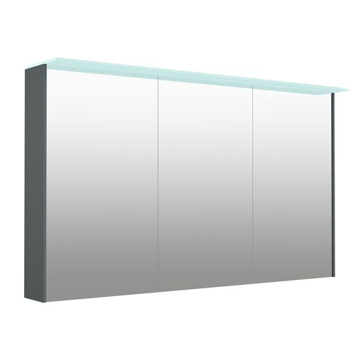 Welltime Spiegelschrank WELLTIME „D-Line“ Schränke Gr. B/H/T: 121,5 cm x 70,2 cm x 20 cm, 3 St., grau Bad-Spiegelschränke Badmöbel, doppelseitig verspiegelt, mit LED-Beleuchtung