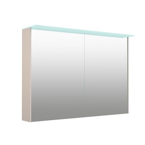 Welltime Spiegelschrank WELLTIME „D-Line“ Schränke Gr. B/H/T: 101,5 cm x 70,2 cm x 20 cm, 2 St., grau (kaschmir grau) Bad-Spiegelschränke Badmöbel, doppelseitig verspiegelt, mit LED-Beleuchtung