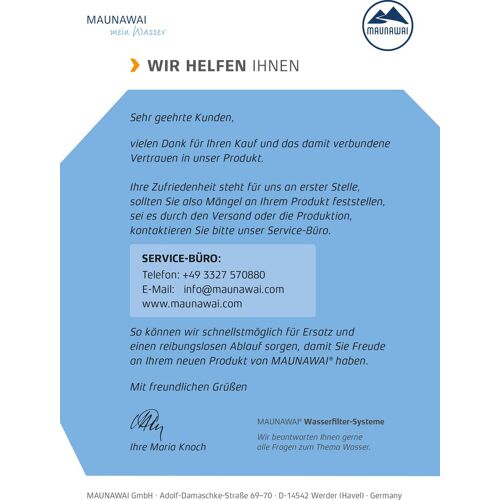 Maunawai Wasserfilter MAUNAWAI „MAUNAWAI PiTec 2in1 – Einbaufilter“ Filterkartuschen Gr. 1 St., weiß Wasserfilter zertifizierte Wasserf.-Systeme, vital lebendig und mineralstoffreich