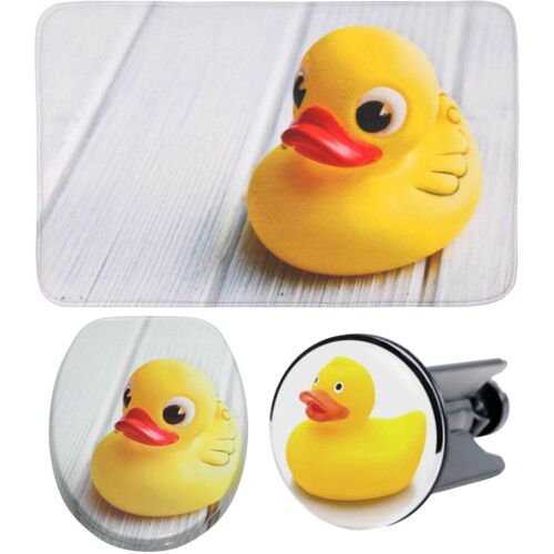 Badaccessoire-Set SANILO "Ente" Badaccessoires-Sets gelb (weiß, gelb) Bad-Accessoires Sets