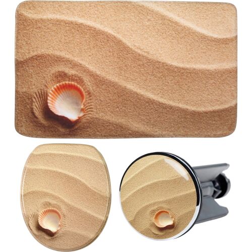 Badaccessoire-Set SANILO "Clam" Badaccessoires-Sets beige (natur, braun) Bad-Accessoires Sets