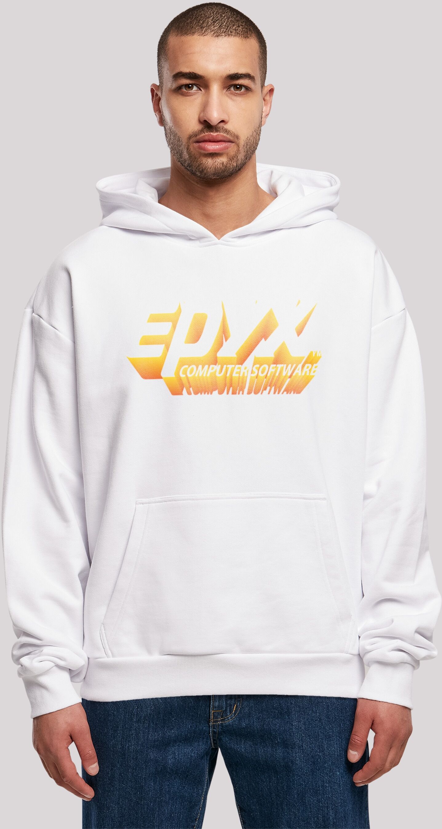 Kapuzenpullover F4NT4STIC "EPYX Computer Software Logo 3D SEVENSQUARED" Gr. L, weiß Herren Pullover Kapuzenpullover