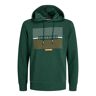 Hoodie JACK & JONES "JJCYRUS SWEAT HOOD: Komfortable Baumwollmischung mit coolem Gummidruck" Gr. L, grün (dark green) Herren Sweatshirts Vielseitiges Sweatshirt: Angenehme Sweatware