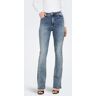 Bootcut-Jeans ONLY "ONLMILA HW FLARED DNM BJ13994 NOOS" Gr. 27, Länge 34, blau (medium blue denim) Damen Jeans Röhrenjeans