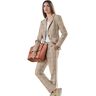 Jackenblazer HEINE "Blazer" Gr. 40, beige (ecru, sesam, kariert) Damen Blazer