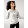 Sweatshirt KANGAROOS Gr. 36/38 (S), beige (ecru, meliert) Damen Sweatshirts mit trendigem Schmetterlings-Allover-Druck