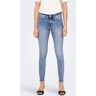 Ankle-Jeans ONLY "ONLBLUSH MID SK ANK RAW DNM REA694 NOOS" Gr. XL (42), Länge 32, blau (medium blue) Damen Jeans Röhrenjeans