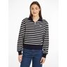 Sweater TOMMY HILFIGER "SMD BRETON STRIPE 1/2 ZIP HWK" Gr. XL (42), blau (blue stripe) Damen Sweatshirts -jacken