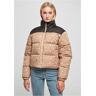 Winterjacke URBAN CLASSICS "Urban Classics Damen Ladies AOP Retro Puffer Jacket" Gr. L, beige (unionbeigedamast) Damen Jacken Winterjacken