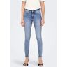 Ankle-Jeans ONLY "ONLBLUSH MID SK ANK RAW DNM REA694 NOOS" Gr. M (38), Länge 30, blau (medium blue) Damen Jeans Röhrenjeans