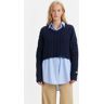 Wollpullover LEVI'S "RAE CROPPED SWEATER" Gr. XL (42), blau (marine) Damen Pullover V-Pullover