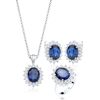 Schmuckset ELLI Saphirblau Zirkonia 925 Silber Schmuck-Sets Gr. 58, blau (blau, blau) Damen Schmucksets