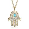 Collierkettchen ELLI "Hamsa Hand der Fatima Zirkonia 925 Silber" Halsketten Gr. 40, mit Steinen, Silber 925 (Sterlingsilber), Länge: 40 cm, blau (hellblau) Damen Colliers