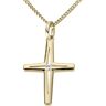 Kreuz-Anhänger FIRETTI "Schmuck Geschenk Gold 333 Halsschmuck Anhänger für Halskette Kreuz" Schmuckanhänger Gr. 0,01 ct P2 = erkennbare Einschlüsse, Gelbgold 333-Diamanten, 0,35 g, weiß (gelbgoldfarben, weiß, w=weiß) Damen Anhänger