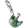 Charm-Einhänger GIORGIO MARTELLO MILANO "Frosch mit Krone und Zirkonia, Silber 925" Charms grün Damen Charms Anhänger