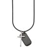 Kette mit Anhänger BRUNO BANANI "Schmuck Geschenk, Halskette Kreuz Vater Unser Venezianerkette" Halsketten Gr. Edelstahl, Länge: 55 cm, schwarz (edelstahlfarben, schwarz) Herren Dog-Tag-Kette Dog Tag Ketten