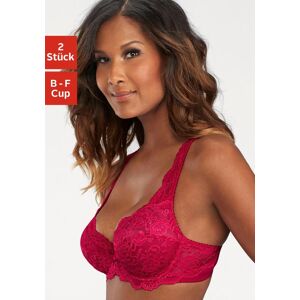 Bügel-BH PETITE FLEUR Gr. 100, Cup F, rot (rot, weiß) Damen BHs BH BH-Set Bügel-BH Dirndl-BH Spitzen-BH Spitzenwäsche Trachtenwäsche