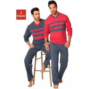 Pyjama LE JOGGER Gr. 60/62 (XXL), bunt (rot, grau) Herren Homewear-Sets Pyjamas Bestseller