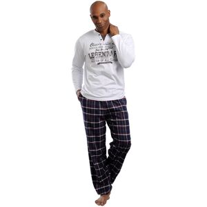 Pyjama H.I.S Gr. 60/62, bunt (weiß, marine, kariert) Herren Homewear-Sets Pyjamas