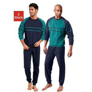 Pyjama LE JOGGER Gr. 60/62 (XXL), bunt (grün, marine) Herren Homewear-Sets Pyjamas Bestseller
