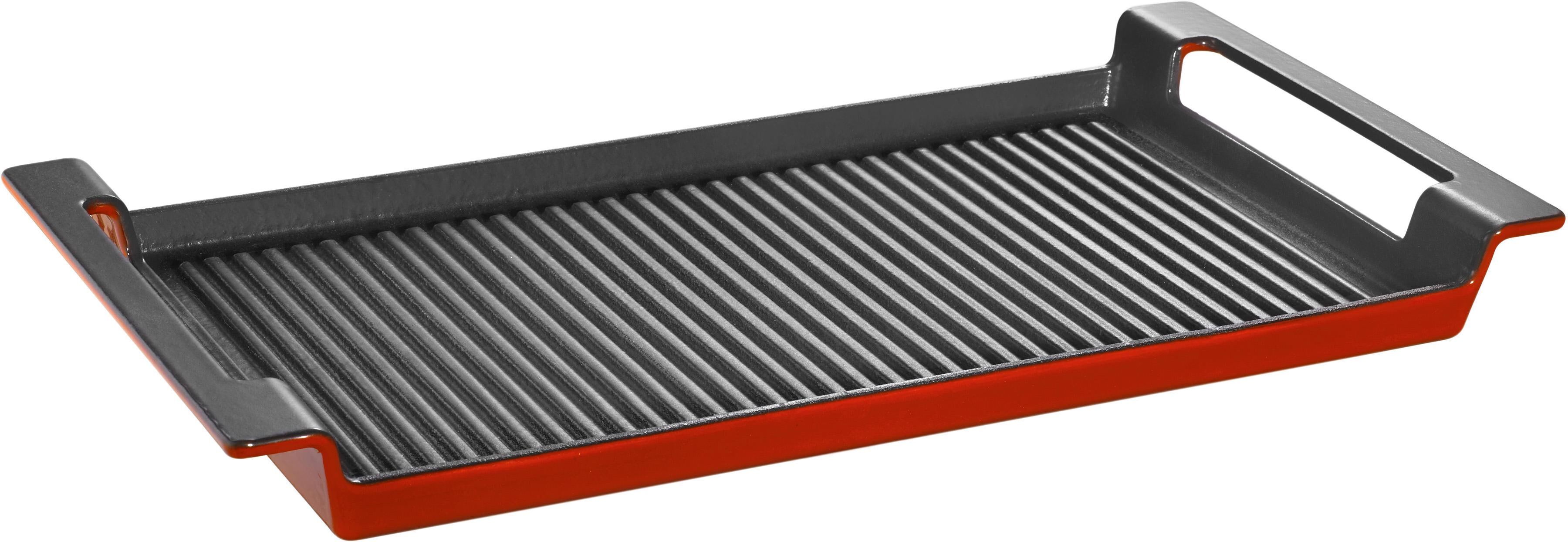 Schulte-Ufer Grillplatte SCHULTE-UFER "Rustika" Grillroste Gr. B: 24 cm, rot (rot, schwarz) Zubehör für Grills Backblech Induktion