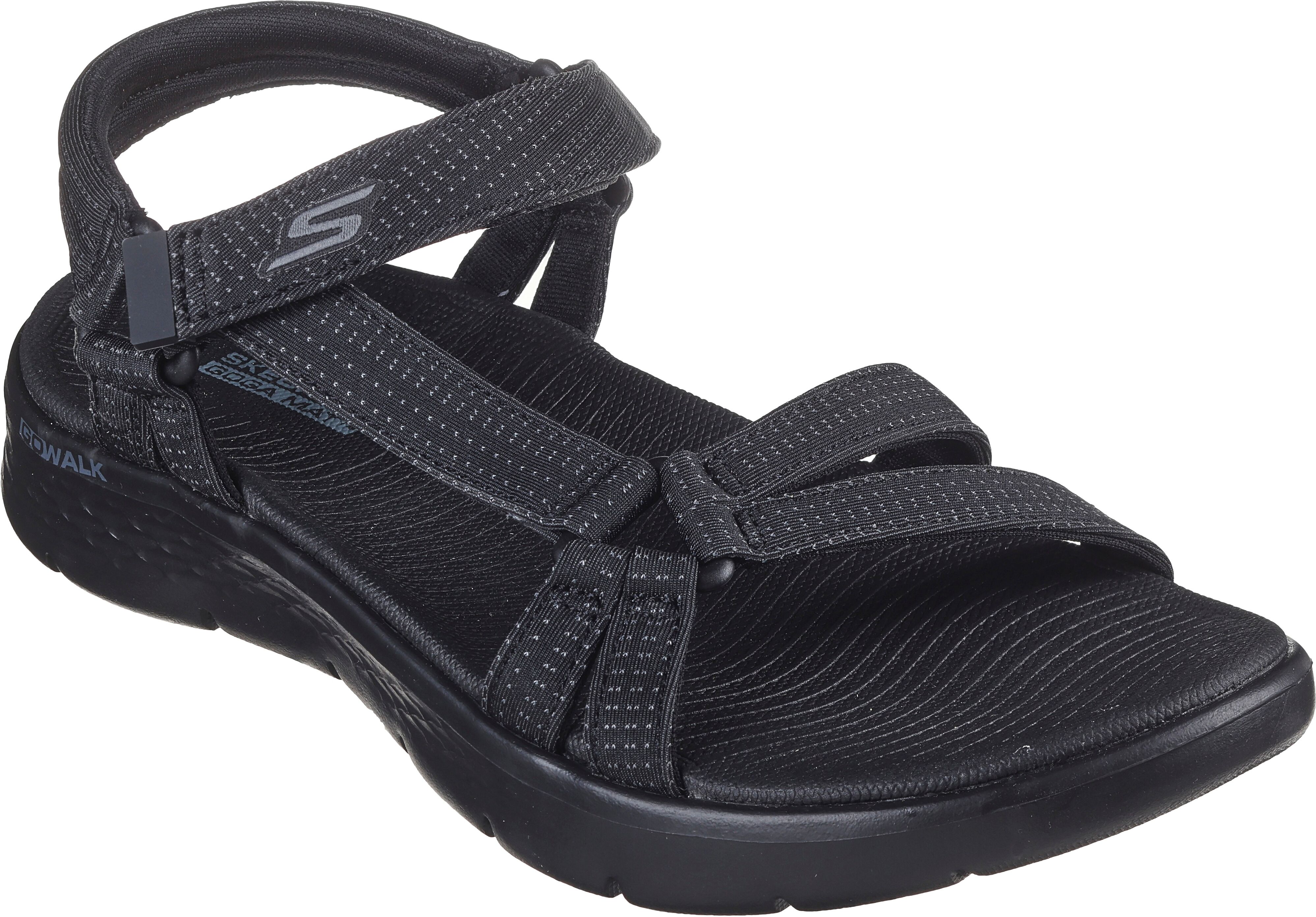 Sandale SKECHERS "GO WALK FLEX SANDAL-SUBLIME-X" Gr. 41, schwarz (schwarz, uni) Damen Schuhe Sandalen Sommerschuh, Sandalette, Klettschuh, mit Goga Mat Footbed Bestseller