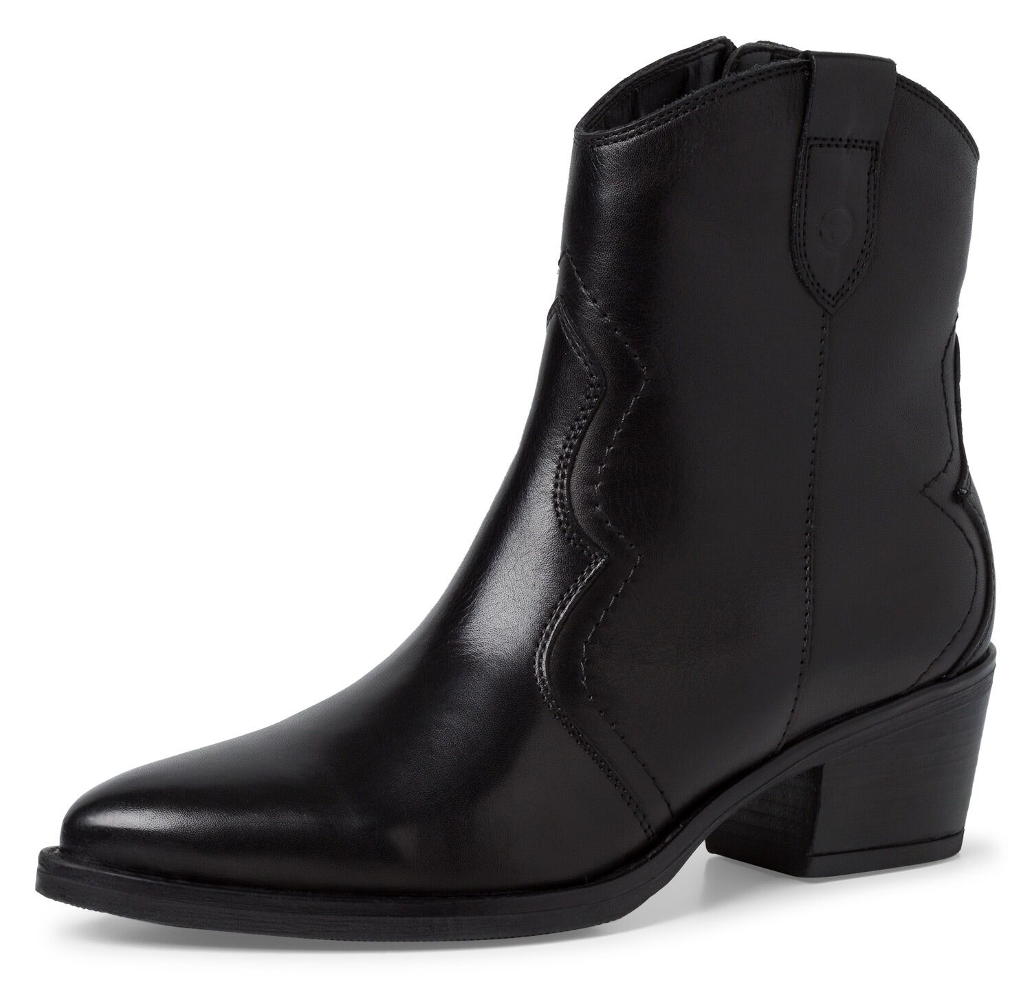Cowboy Stiefelette TAMARIS Gr. 36, schwarz Damen Schuhe Cowboy-Stiefelette Stiefelette Cowboyboots Reißverschlussstiefeletten in spitzer Form