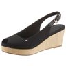 Sandalette TOMMY HILFIGER "ICONIC ELBA SLING BACK WEDGE" Gr. 40, schwarz Damen Schuhe Sandaletten