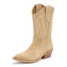 Cowboy Boots LASCANA Gr. 38, beige Damen Schuhe Cowboystiefel Schlupfstiefel aus hochwertigem Leder