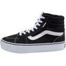 Plateausneaker VANS "Filmore Hi Platform" Gr. 39, schwarz-weiß (schwarz, weiß) Schuhe Schnürboots Skaterschuh Sneakerboots Plateaustiefeletten aus textilem Canvas-Material