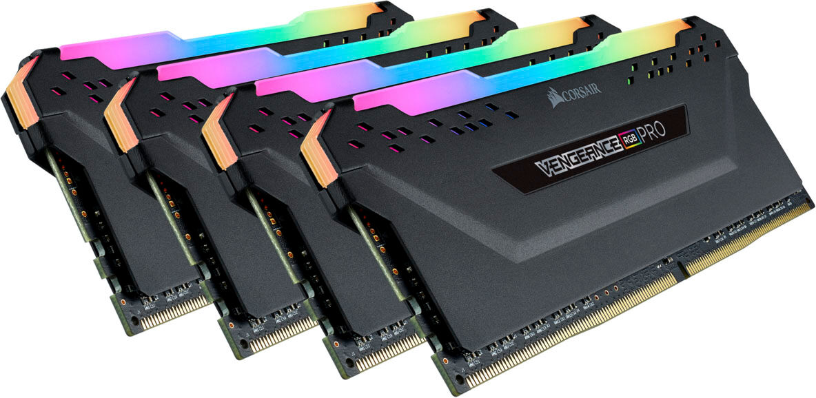 CORSAIR PC-Arbeitsspeicher "VENGEANCE RGB PRO 32 GB (4 x 8 GB) DDR4 DRAM 3.200 MHz C16" Arbeitsspeicher Gr. 32 GB Kit (4 x 8 GB), 3200 MHz, schwarz Arbeitsspeicher