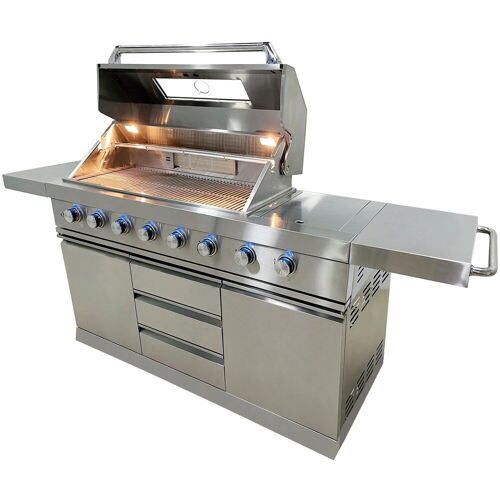 Buschbeck Gasgrill BUSCHBECK „Outdoorküche Bristol“ Grills Gr. B/H/T: 214 cm x 119 cm x 64,5 cm, silberfarben (edelstahlfarben) Outdoorküche Gasgrills