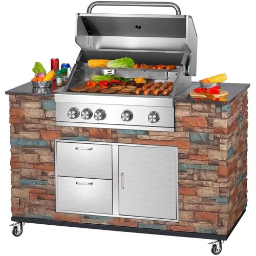 El Fuego Gasgrill EL FUEGO „Grillküche Built-in“ Grills Gr. B/H/T: 147 cm x 130 cm x 68 cm, silberfarben (edelstahlfarben) Gasgrills BxTxH: 147x68x130 cm