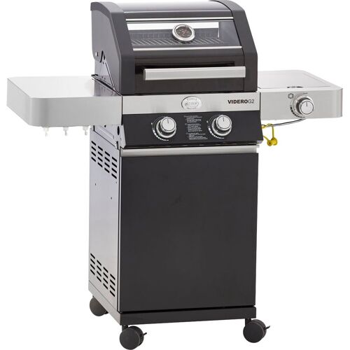 Rösle Gasgrill RÖSLE „BBQ-Station VIDERO, 25514“ Grills Gr. B/H/T: 114,5 cm x 117,5 cm x 57 cm, schwarz Gasgrills G2 Schwarz, 2 Haupt- und 1 Seitenbrenner, beleuchtete Drehknöpfe