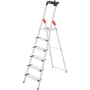 HAILO Stehleiter "L80 ComfortLine" Leitern Alu-Sicherheits-Stehleiter 6 Stufen Gr. B/H/L: 50 cm x 208 cm x 14 cm, grau (aluminiumfarben) Leitern